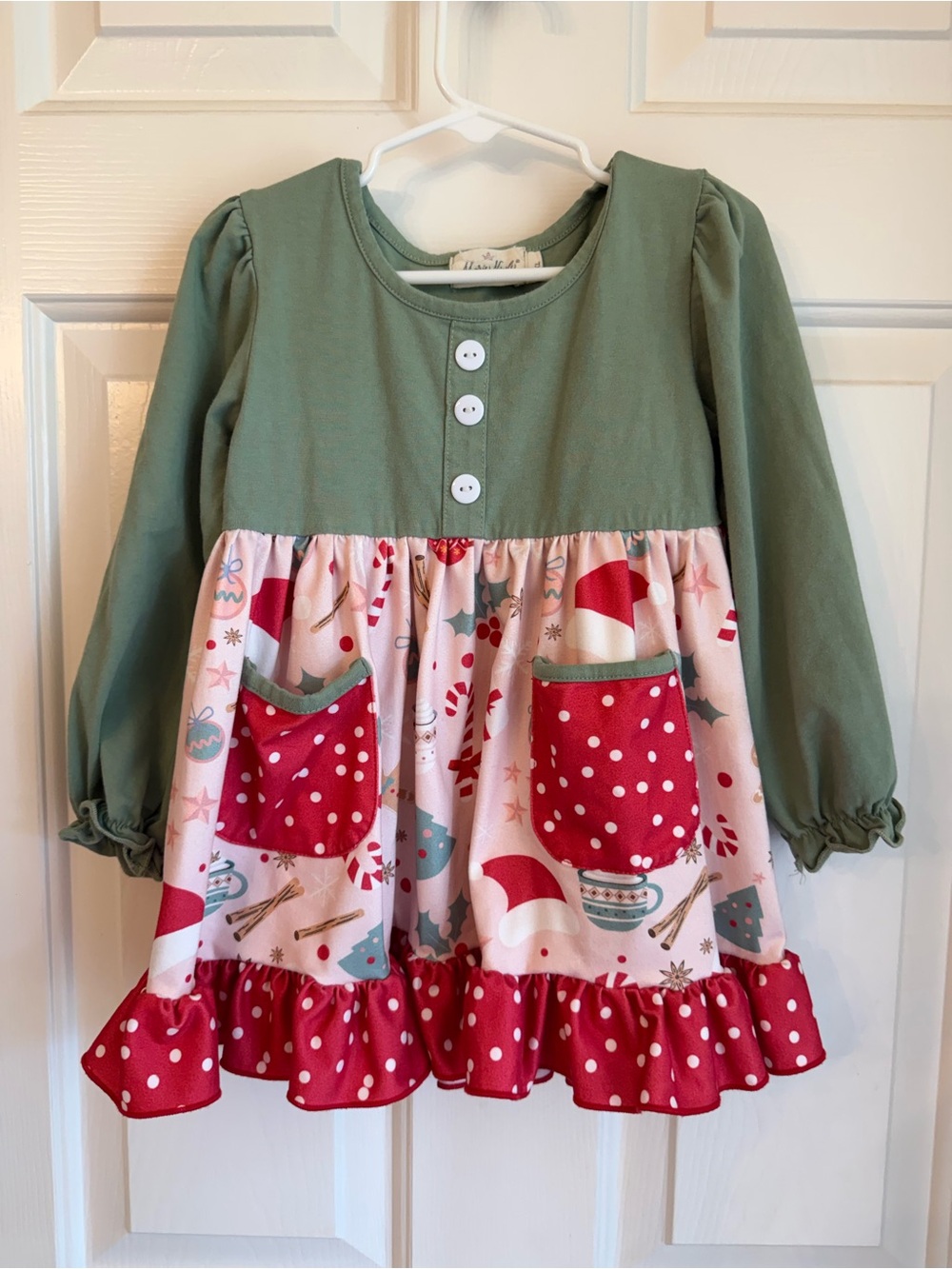 Christmas Girls Holiday Pocket Tunic in Green and Red